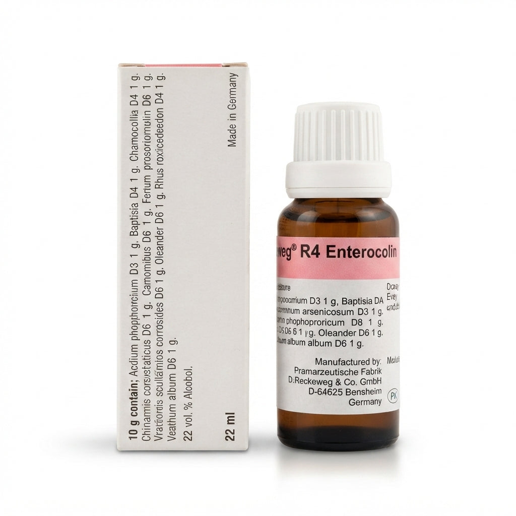 Dr. Reckeweg R4 Enterocolin Drops 22ml German Homeopathic Medicine for Diarrhea, Loose Motions and Digestive Disorders